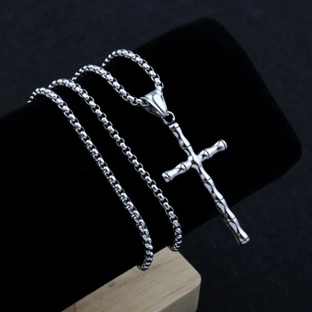 ❤️Fashionable Bamboo Cross Christian Pendant Necklace for women/men,N90201P196